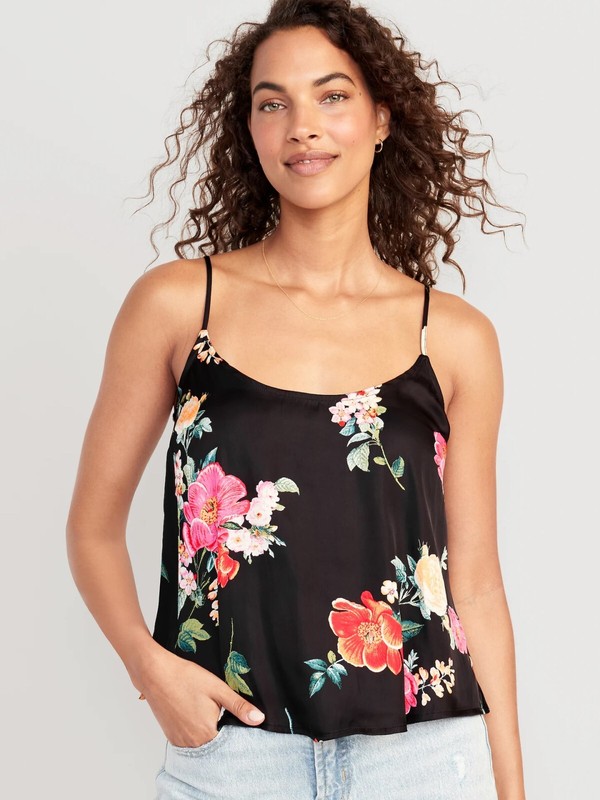 New Floral Satin Cami Top for Women Size M