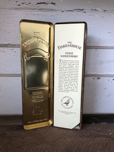 Contenedor de metal de whisky escocés The Famous Grouse de colección