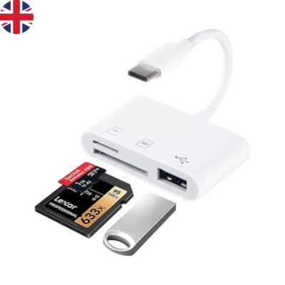 USB C SD Kartenleser Adapter, kompatibel mit iPad, Mac, iPhone 15, Galaxy S20.