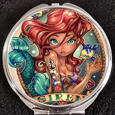 Ariel Little Mermaid Princess Tattoo Pinup Disney Makeup Compact Double Mirror