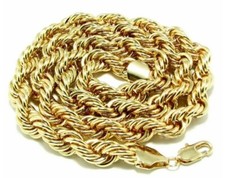 Mens Ladies 14K Gold Plated Hip Hop Rope Chain Choker Necklace 10mm 18" inch USA