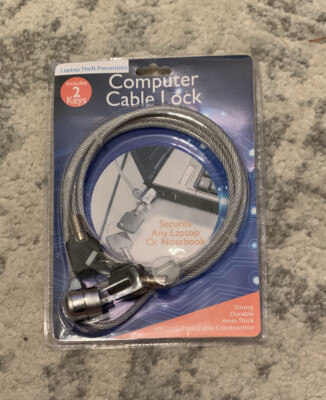 Lock + Key Laptop Computer 4mm Steel Cable Strong Durable 6 ft L  in U.S. B-6-44