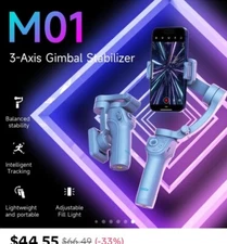 Tokqi M01 3-Axis Gimbal Stabilizer with RGB magnetic colorful light