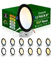 12 Pack Zouzai Black 6" 5CCT Ultra-Thin LED Recessed Ceiling Light 2700K/5000K