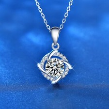 Collier en argent sterling 925 moulin à vent Moissanite collier pour femmes b...