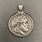 Greek Replica Coin God Zeus Sterling Silver 925 Pendant