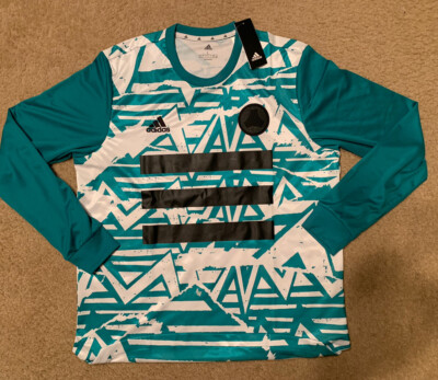 New Adidas Tan Adv Jersey LS FM0835 Football Soccer White Green