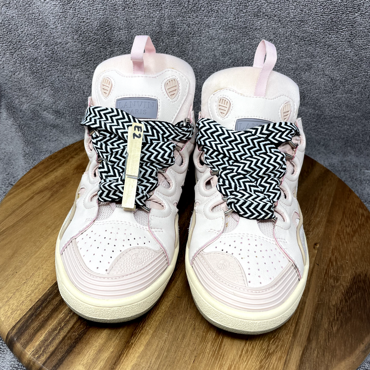 Lanvin Women's Leather Curb Sneakers Shoes Light Pink