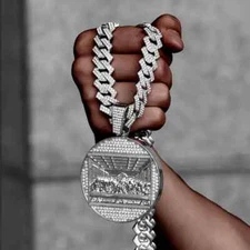 Large Last Supper Gold Plated 16" ~ 24" Iced Cubic Zirconia Cuban Chain Necklace