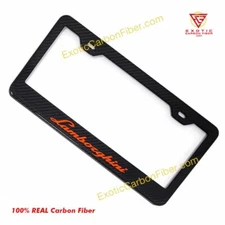 Lamborghini Diablo Rosso Red Carbon Fiber License Plate Frame 2x2 Gloss