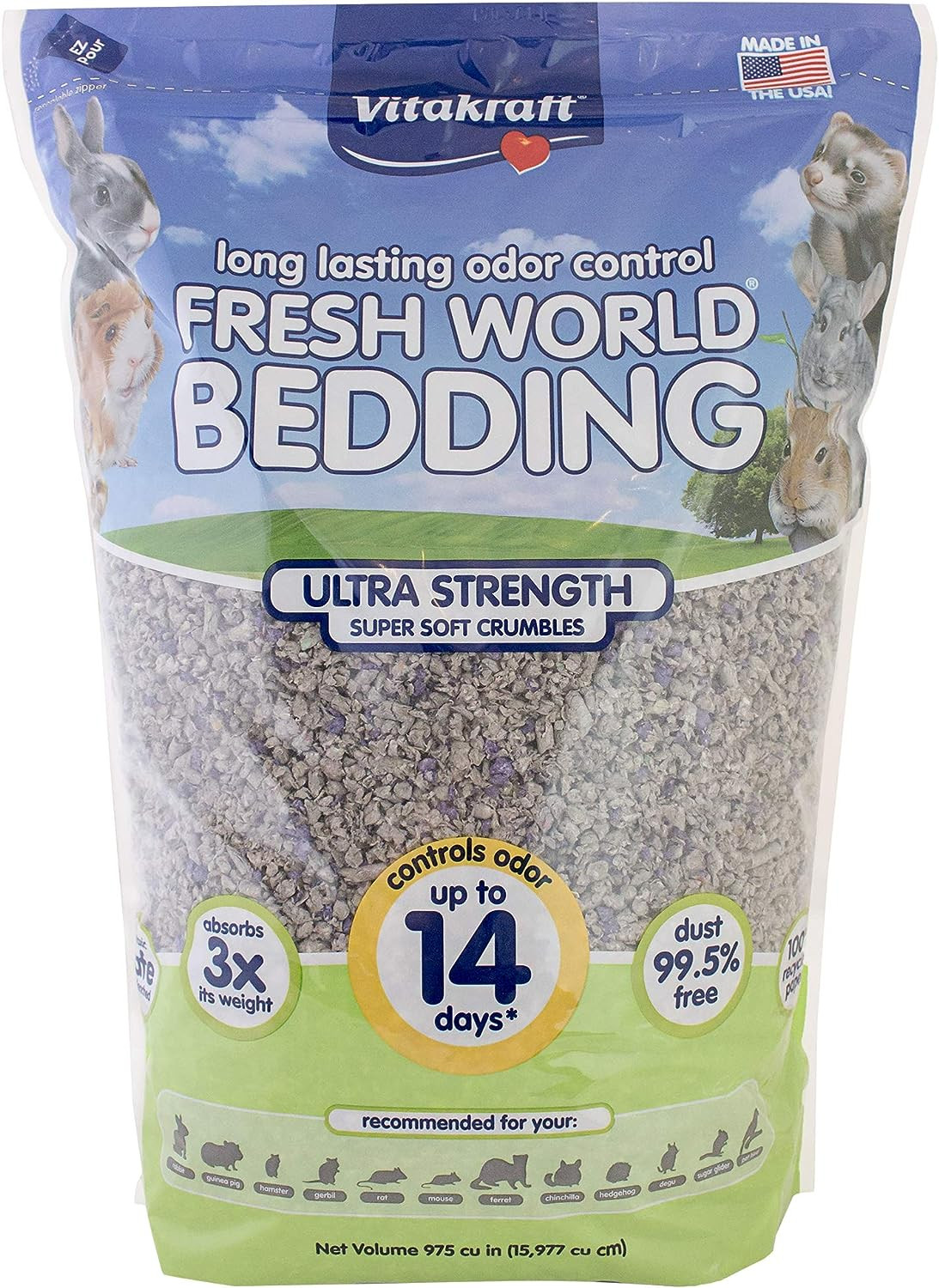 Fresh World Small Animal Bedding - Ultra Strength - Pet Bedding for Litter Boxes