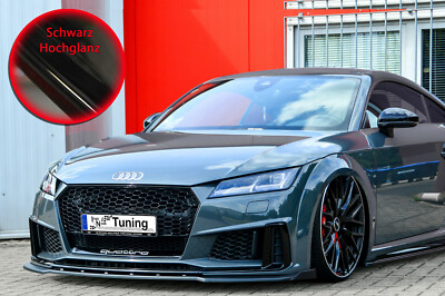 Frontspoiler mit Wing aus ABS für Audi TT TTS 8S S-Line Facelift Schwarz Glanz