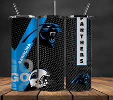 20 oz Carolina Panthers Stainless Steel Tumbler Metal Straw Go Go Go Dotted