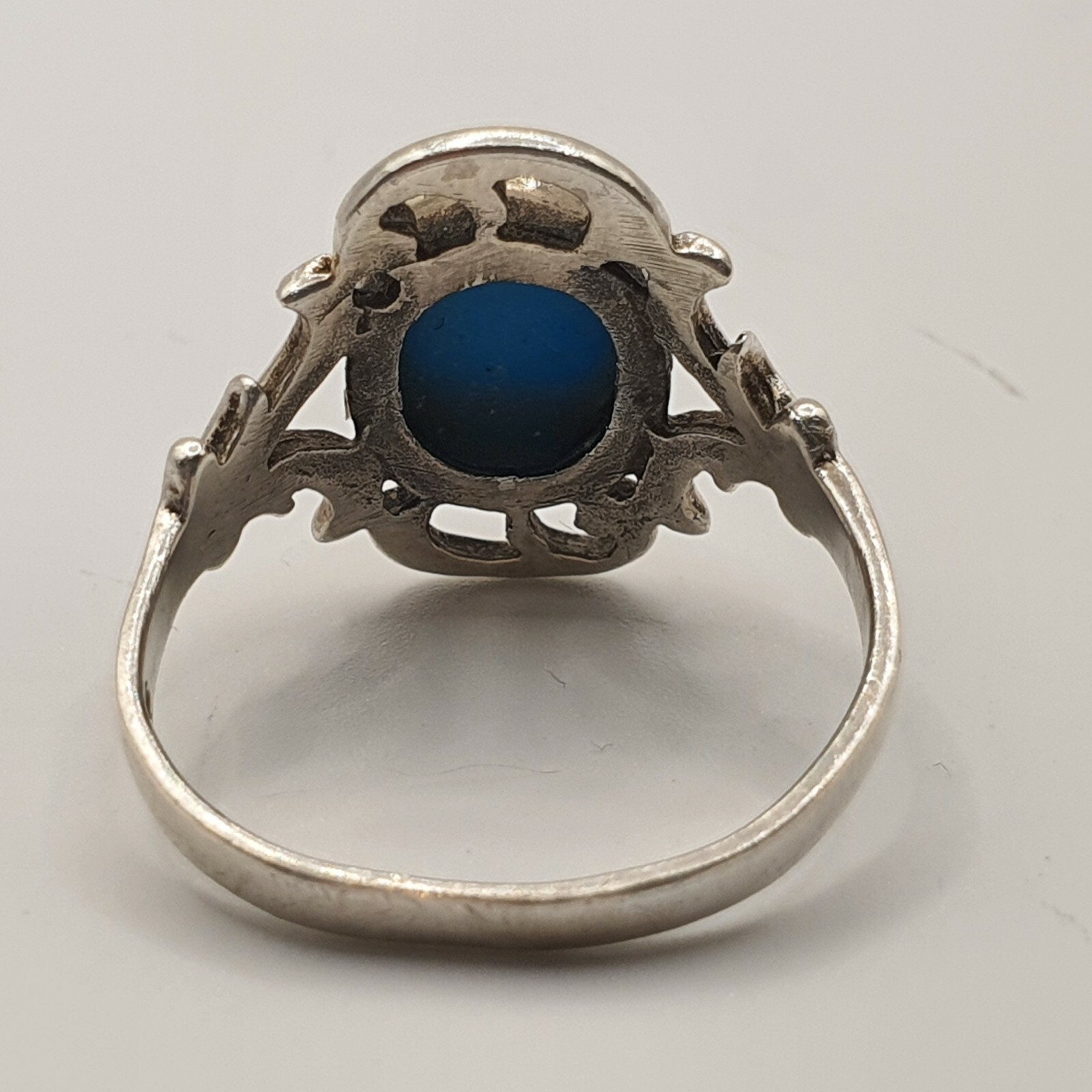 Photo 12 of Sterling Silver Turquoise Ring Size Q-R  3.3g (R70)