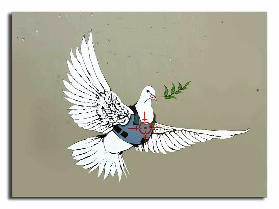 BANKSY DOVE IN CROSS HAIRS CANVAS ART PRINT 16