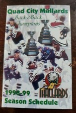 Rare 1998-99 Quad City Mallards Pocket Schedule UHL Hockey 