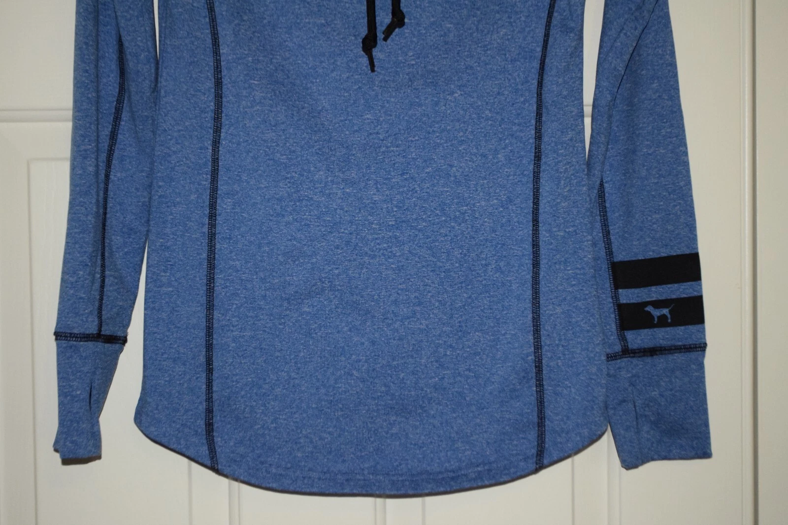 UNDERCOVER Felpa con cappuccio Victoria's Secret ROSA taglia XS blu marmorizzata corsa atletica fori pollice
