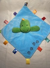 Taggies Green Dinosaur Blue Lovey Security Blanket Footprints Dino Baby Rattle
