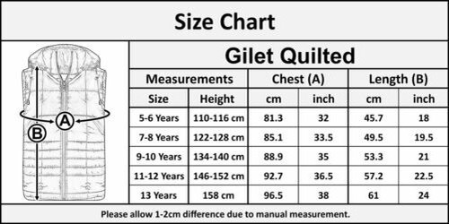 Kids Girls Boys Sleeveless Hooded Padded Lined Gilet Bodywarmer Jackets 5-13 Yrs - Picture 2 of 41