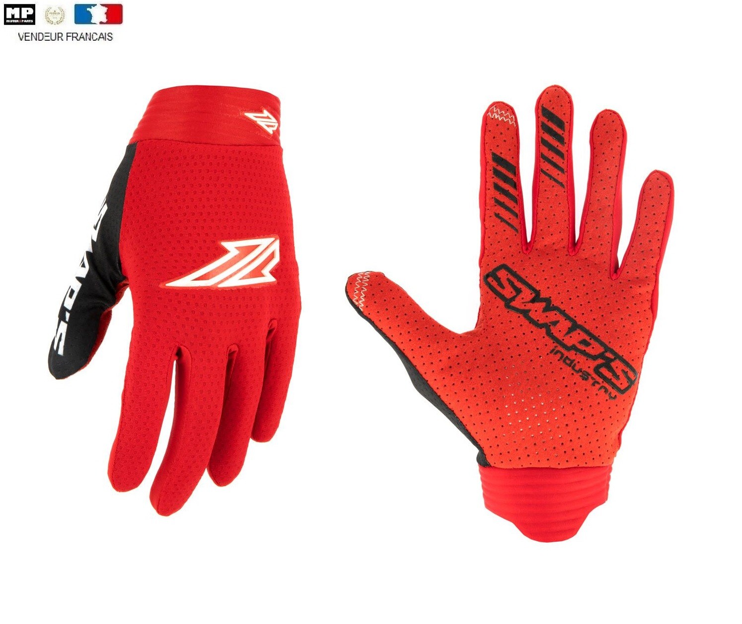 Gants Cross Adulte Swaps Rouge anti ampoules et respirants pour moto et quad