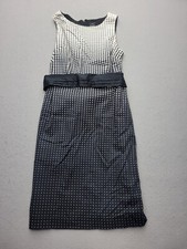 Ann Taylor Women Dress 2P Black/White High Waist Sleeveless Knee Length Dots