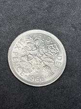 1966 Queen Elizabeth II Sixpence 6d Coin Great Britain UK
