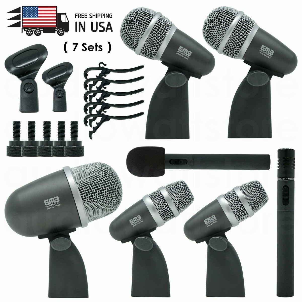 Mic Drum SET マイクとクリップセット Amazon.com: CAD Stage 7 Drum Microphone Pack with Short