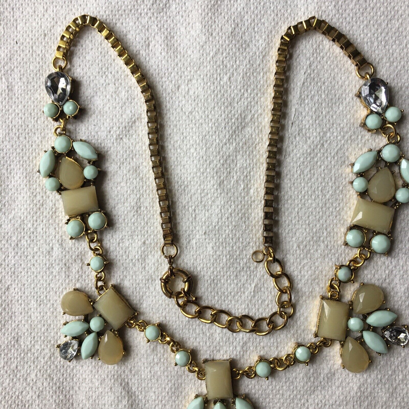 Vintage Costume Jewelry Necklace Goldtone Blue Be… - image 4