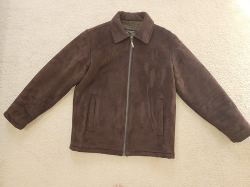 Claiborne Outerwear Men`s Brown Faux Shearling Classic Zip Jacket Coat Sz. M - Picture 11 of 17