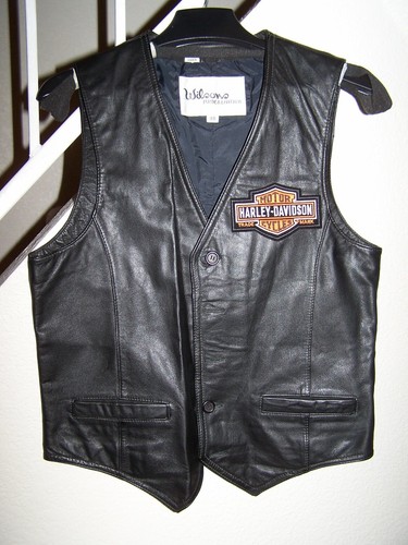 HARLEY-Davidson Patch Da Uomo Taglia 38 Nero Gilet di pelle da Wilson  Leathers/foderato | eBay