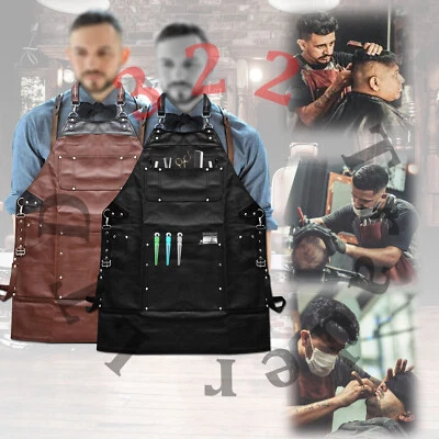 322 Friseur Friseure Salon Schürze PU Lederkleid Cape Haarschneiden - Profi