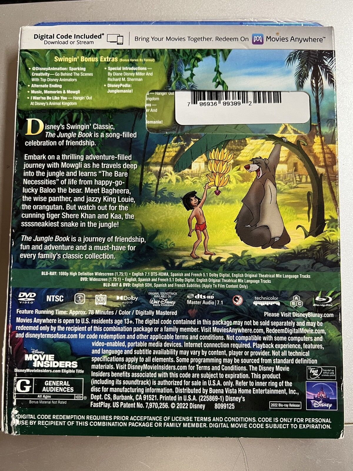 The Jungle Book (1967) Bluray 55th Anniversary DISNEY Movie Club DMC