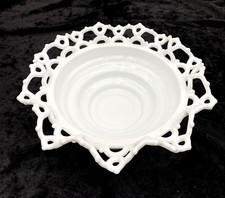 Antique Atterbury & Co. (PA) Milk Glass Bowl, Crimped "Dancing Sailors" Pattern