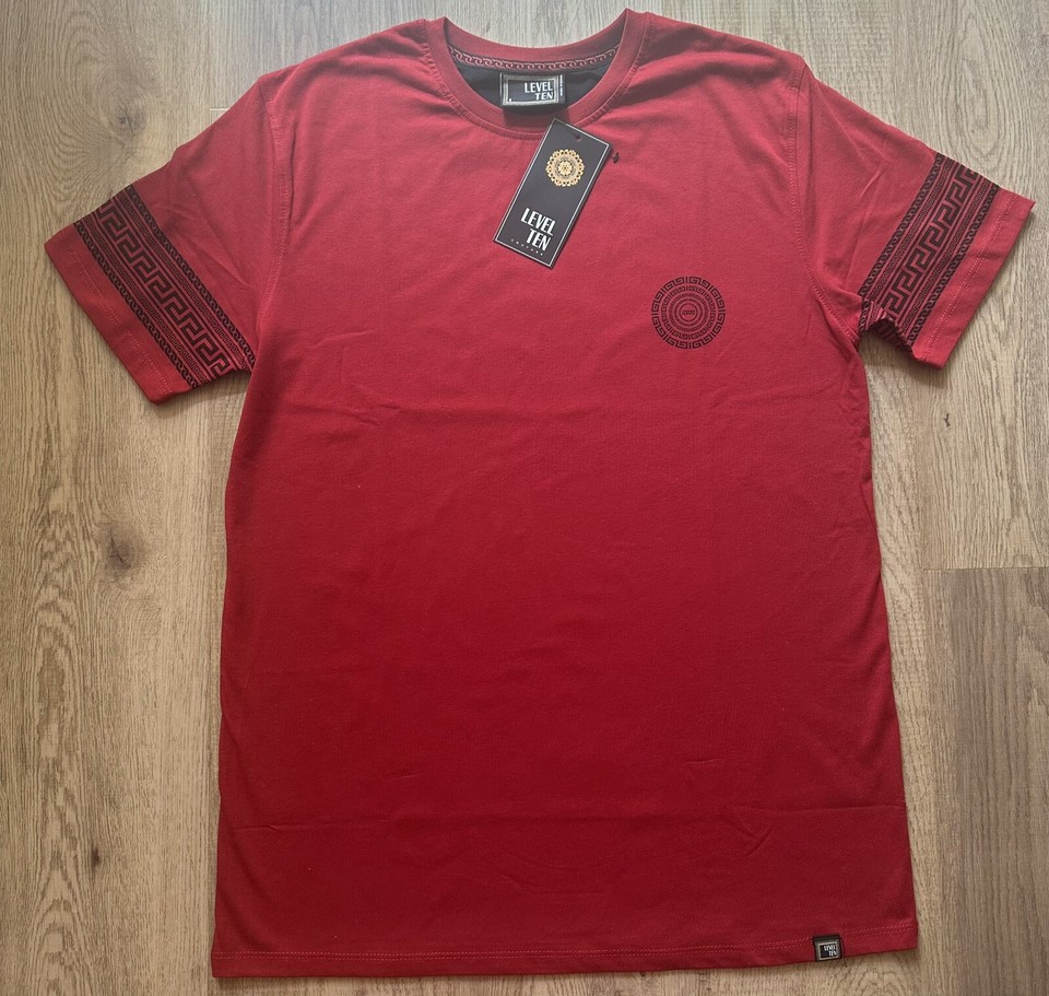 Level Ten Men’s T-shirt Red Size S luxury Pattern Accents | eBay