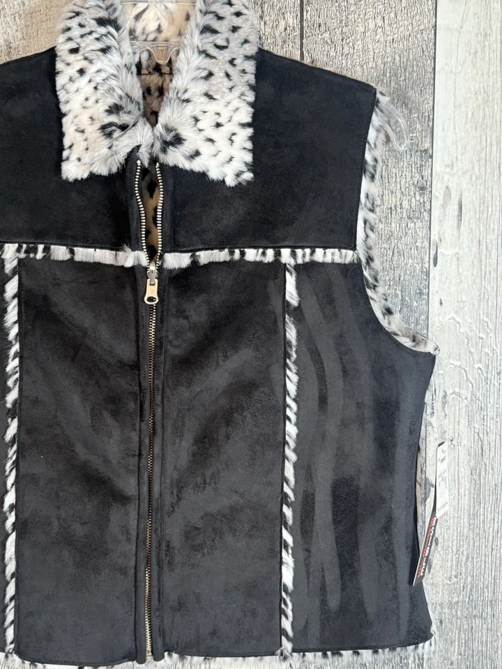 NWT Lisa International Black / Leopard Print Reversible Best Size Petite Large - Image 3 of 4