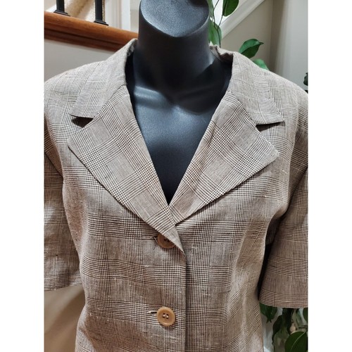 Herman Geist Damen Beige Leinen Einreiher Blazer & Rock 2-teilig Anzug Größe 16 - Bild 7 von 16