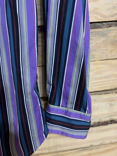 Robert Graham L Classic Fit Striped Button Shirt Purple Black Bold Paisley - Picture 17 of 21