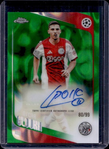 2025-26 Topps Chrome UEFA CC Oscar Gloukh Auto Green Lava Refractor #/99 Ajax