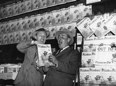 Bud Flanagan Chesney Allen Reading Printers Pie outside a WHSmith - Old Photo