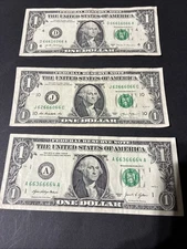 *24— 3 assorted Years of Six of a Kind Sixes Dollar Notes