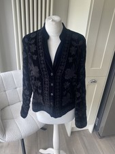 ZARA BLACK VELVET EMBROIDERED TAPESTRY JACKET BLAZER SHIRT SIZE M MEDIUM 10 12
