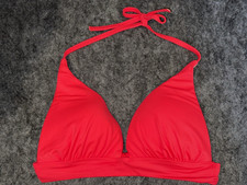Victorias Secret M Bikini Swim Top Triangle Padded Halter Plunge Coral