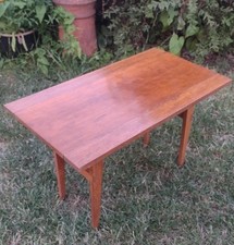 Vintage Mid Century Small Solid Oak Wood Drop Leaf Coffee Table Retro