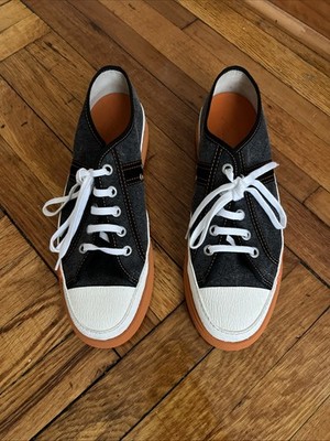 NEW Martine Rose Men's Low Basketball Shoe Negro Washed Canvas