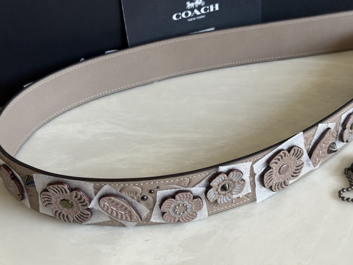 Coach Leather Novelty Strap With Tea Rose and Tooling 87323  display picture 1
