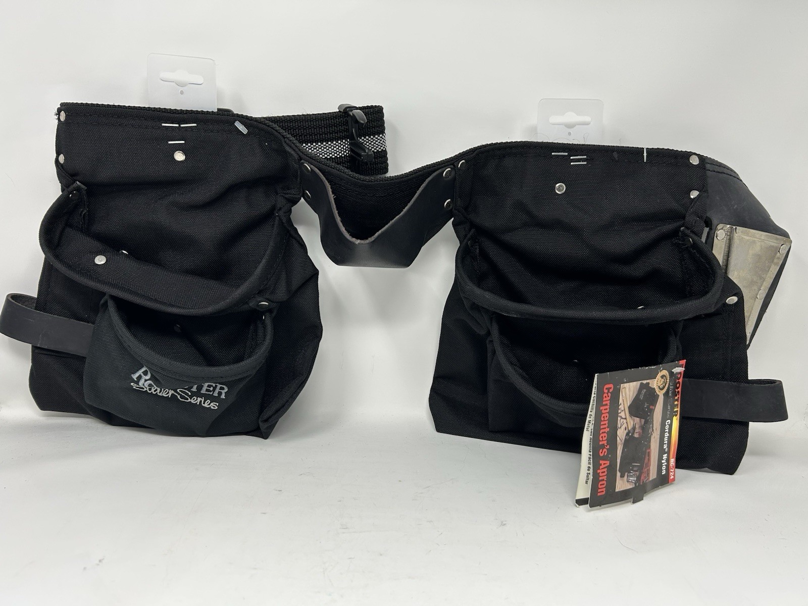 Rooster Silver Series Carpenters Tool Belt - Apron Black Cordura Nylon / Leather