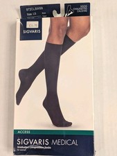 Sigvaris Graduated Compression Socks Women 972CLSW99 Sz:LS Blck 20-30mm Knee Hi