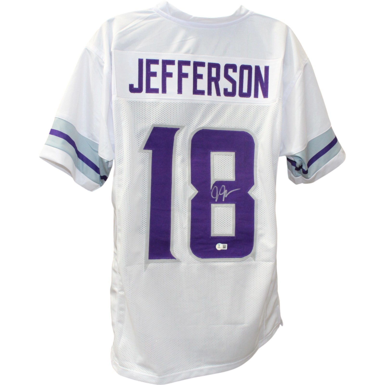 Jefferson Autographed Signed Minnesota Vikings Justin Pro Style XL 24 Alt Jersey Beckett Witness 50142 