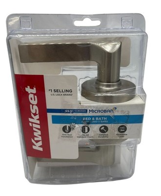 NEW Kwikset Satin Nickel Hollis Bed & Bath Lever Lock With Microban Protection