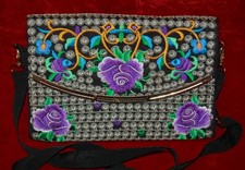 VINTAGE Shoulder Bag Floral Embroidered Hand Stitched Beautiful Bag 